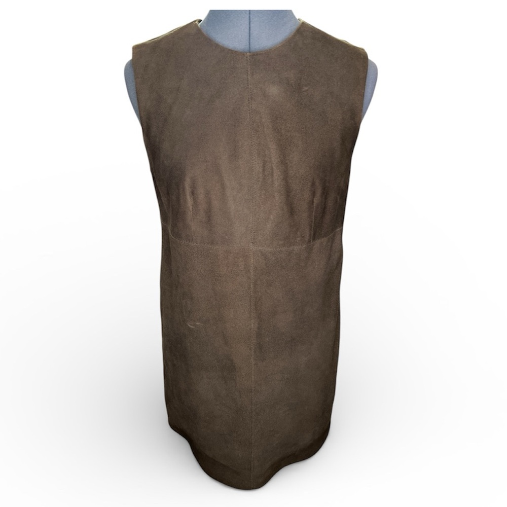 Yves Salomon Brown Suede Leather Sleeveless dress